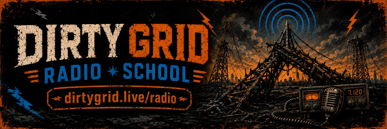 Full Dirty Grid Radio School banner
